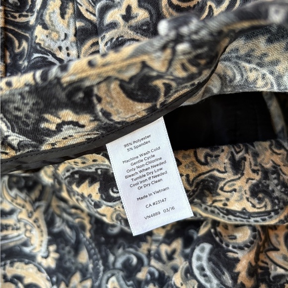 Talbots Hampshire Paisley Ankle Pants Black/Gray/Beige Women's Size 6 - Picture 9 of 16